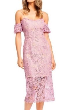 Dress the Population Off-Shoulder Women’s Lace Midi Dress Size S